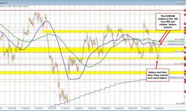 EURUSD finds sellers at the 100 hour MA. What next?