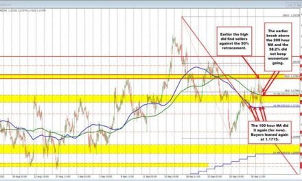 Whoops, it did it again. The EURUSD bounces again off the 100 hour MA.